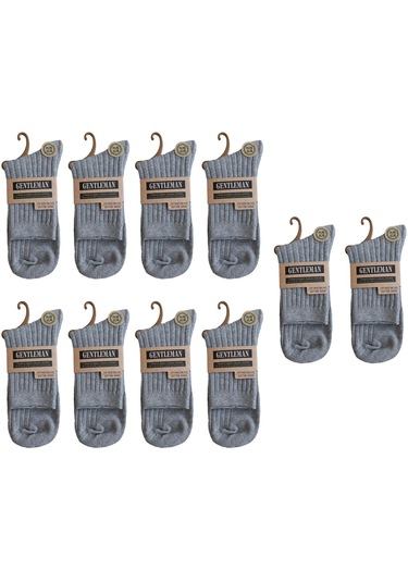 Homyl 10 Çift Erkek Orta Buzağı Çorap Yumuşak Sıcak Gri Gri