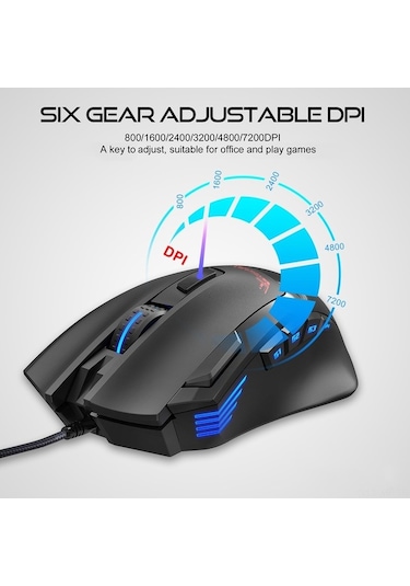 Novahub Hxsj S600 Rgb Oyun Fare - 7200 Dpı, Makro Programlama, 9 Tuşlu, Profesyonel, Aydınlatmalı 001