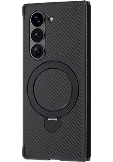 Teleplus Samsung Galaxy Uyumlu Z Fold 6 Kılıf Karbon Fiber Magsafeli 360 Dönerli Standlı Alp Kapak