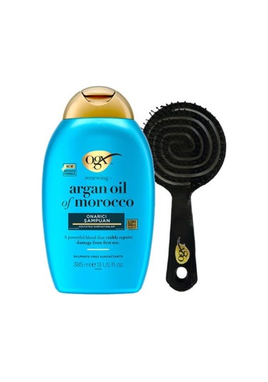 Ogx Güçlü Nemlendirici Ve Canlandırıcı Argan Oil Of Morocco Sülfatsız Şampuan 385ml + Ogx Tarak