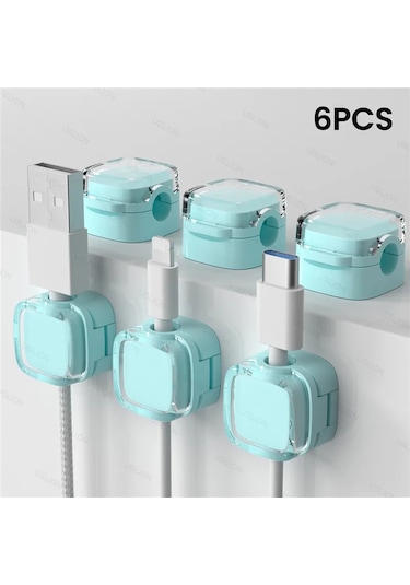 Boutiquespecial Renkli 6'li Manyetik Kablo Klipsi - Masa Altı Kablo Düzenleyici, Pürüzsüz Ve Ayarlanabilir Kırmızı