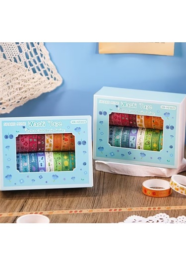 Share Vintage Washi Tape Bant Yapışkanlı Maskeleme Kağıdı Desenli Bant 20'li - Retro Renkler 1