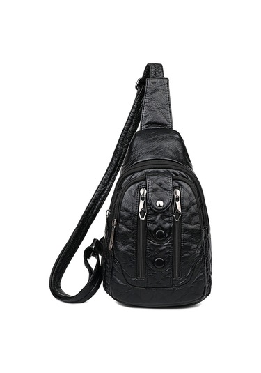 Çok Fermuarlı Retro Kadın Göğüs Çantası Günlük Büyük Kapasiteli Taşınabilir Kız Çantası Moda Boş Zaman Seyahat Küçük Çantasiyah Diğer