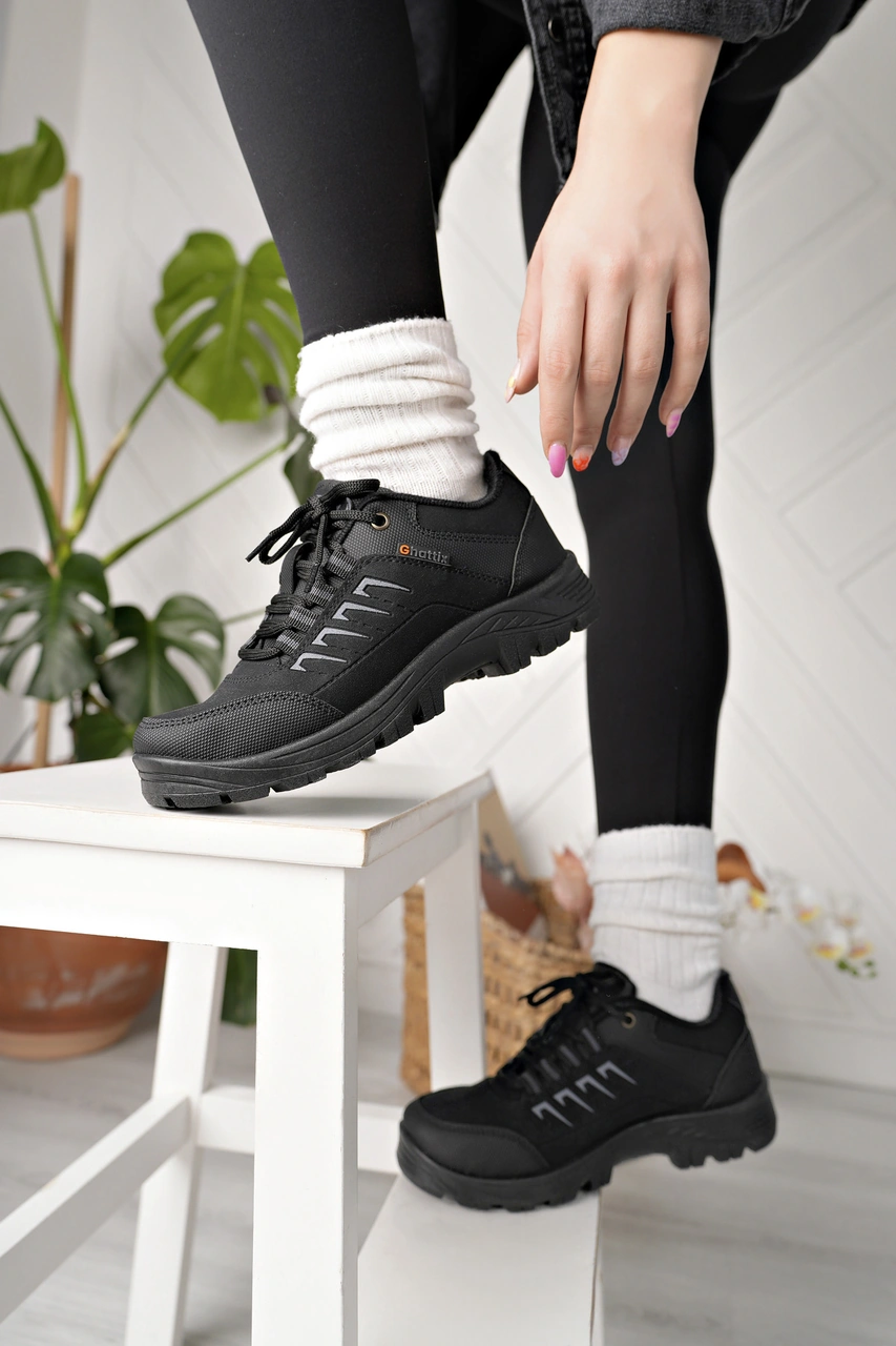 Ghattix Kadın Su Soğuk Dayanıklı Günlük Kışlık Ayakkabı Siyah Siyah