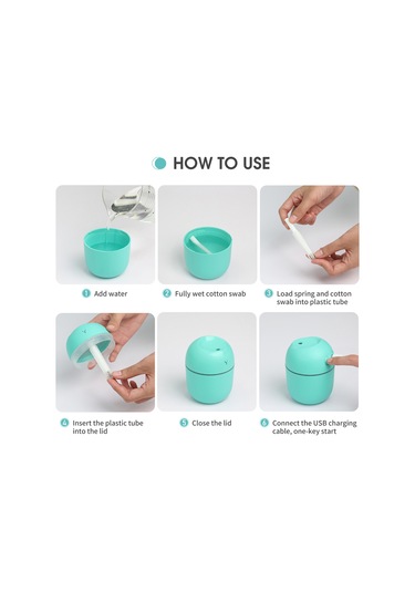 Fosenze 220ml Usb Mini Nemlendirici, Led Işıklı, Sürekli/aralıklı Sprey Modu, 6 Saat Otomatik Kapatma, Ofis/ev İçin Sessiz Nano Sprey Teknolojisi