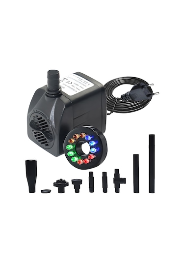 Lemestar Renkli Işıklı 1000l/saat Akvaryum Pompası - 9 Nozullu, Ayarlanabilir Akış, Sessiz Çalışma