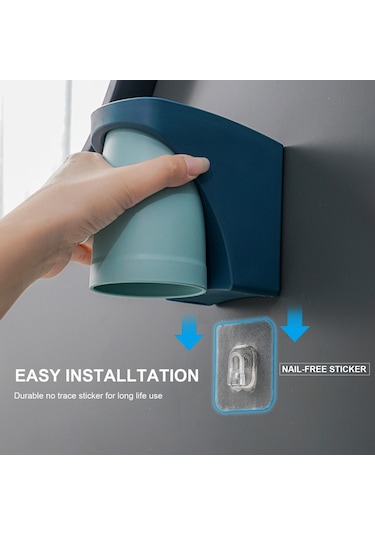 Neevoyu Yeşil Renkli, Deliksiz Duvar Kurulu Manyetik Fırça Bardak Seti - Su Tüpü Önleyici, Hızlı Kurutma, Odak Tasarımı Fırça Ve Macun Hariç Yeşil