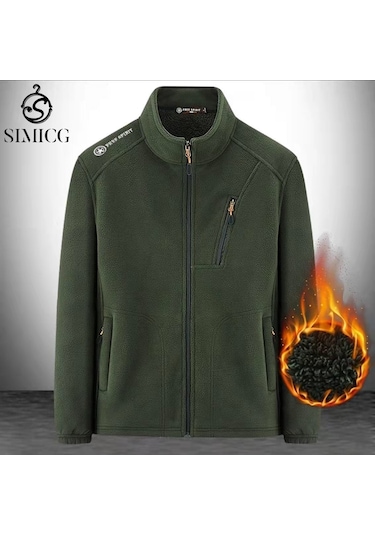 Sıcak Ve Kalın Polar Ceket, Bol Kesim Erkek Ceketi Ordu Yeşili