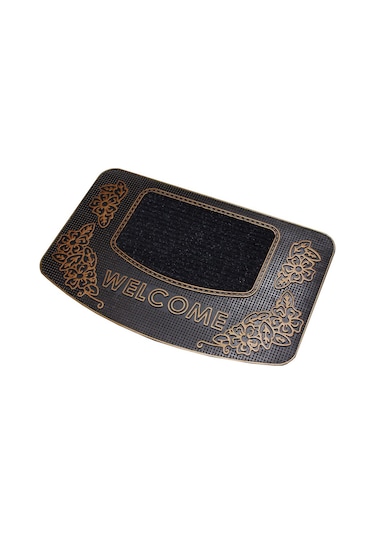 Welcome Yazılı Kauçuk Toz Tutucu Kapı Önü Paspası Rose