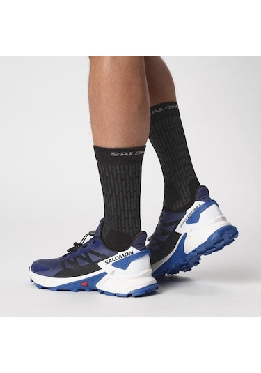 Salomon 473157 Supercross 4 Blue Print/Black/Lapis Blue Erkek Outdoor Ayakkabı - Lacivert