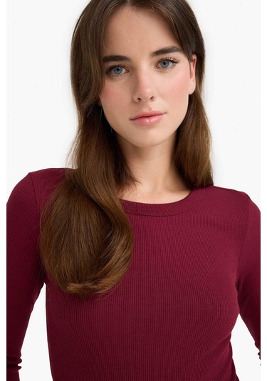 Defacto Slim Fit Dar Kesim Basic Düz Fitilli Kaşkorse Uzun Kollu Tişört E5767ax25aubr115 Bordo Defacto Slim Fit Dar Kesim Basic Düz Fitilli Kaşkorse Uzun Kollu Tişört E5767ax25aubr115 Bordo