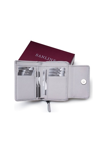 Sanline Sanlıne 2768 Hakiki Deri Kadın Cüzdan - Gri