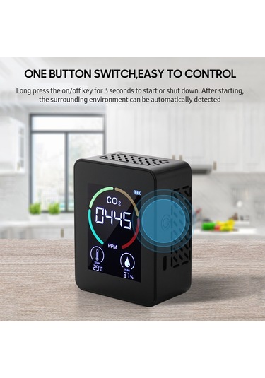 Ximistore9 Küçük Usb Li-pil Co2 Tespit Cihazı - Sıcaklık, Nem Ve Hava Kalitesi İndeksi Ölçer Siyah