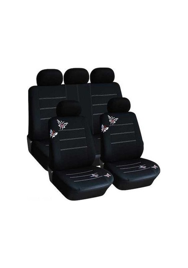 Novahub Aliexpress Koltuk Kılıfı Dileği, Siyah Kelebek Araba Aksesuarları Seti, Dört Mevsim Kullanım İçin Uygun