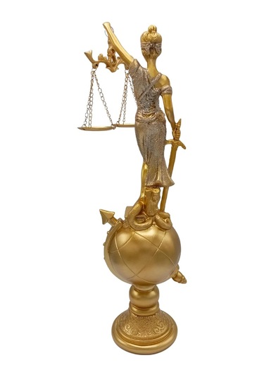 Themis Adalet Terazisi Heykeli Ve Dünya Biblo Gold 37cm