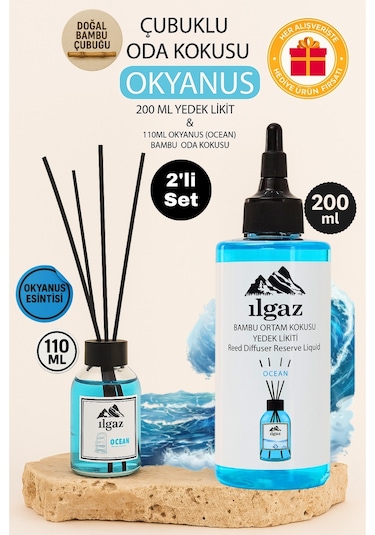 Ilgaz Okyanus Esintisi Bambu Çubuklu Oda Kokusu 110 ML + Yedek Şişe 200 ML
