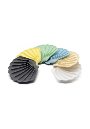 15x12.5x1.5cm Boşaltılabilir Silikon Sabun Kutusu Delik Deflektör Sabunluk Kabuk Şekli Kaymaz Sabunluk Süt Mavisi