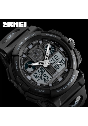 Yunboo Skmeı Erkek Spor Saati 1270 - Çift Zaman, Kronometre, Alarm, 5atm Su Geçirmez, Işıklı - Çift Hareketli Quartz Çok Renkli