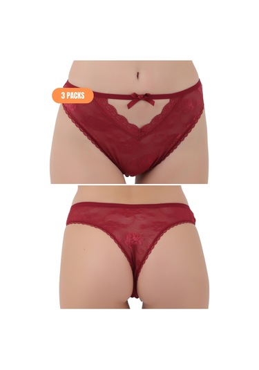 Basic Yumuşak Dokulu Penye Külot Kırmızı Renk Beyaz