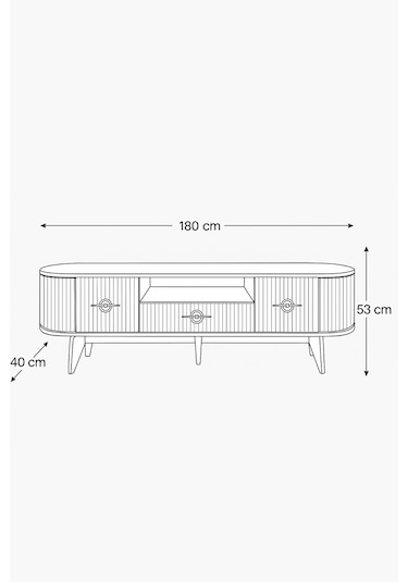 Duru Tv Sehpası Cappuccino Gold 2 Kapaklı 1 Çekmeceli Mebran Kapaklı Oval Tasarım 180x40x50 Cm