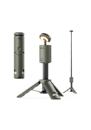 Roxform Outask Teleskopik Şarjlı Kamp Feneri, Bataryalı, Powerbank Özellikli, Led Aydınlatma, Kamp Lambası Haki Yeşili