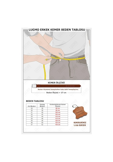 Lugmo Hakiki Deri Kemer Siyah 4,5 Cm Siyah