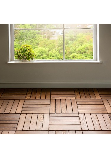 Pafu Sunsoe Fin Çamı Balkon Bahçe Ahşap Yer Döşemesi Karo Deck 30x30 Cm - 10 Adet 0,9m2
