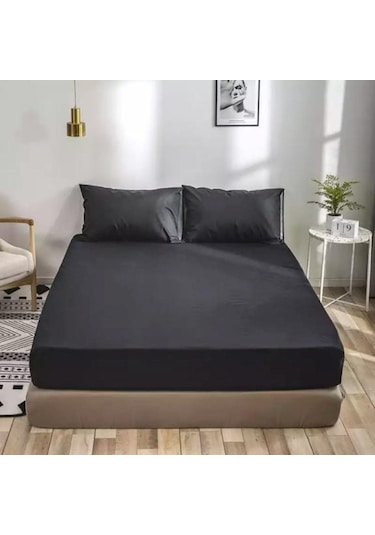 Ranforce Kumaştan Siyah Renkli Çift Kişilik Çarşaf Takımı Siyah