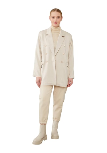 Kadın Spor Blazer Ceket Bej