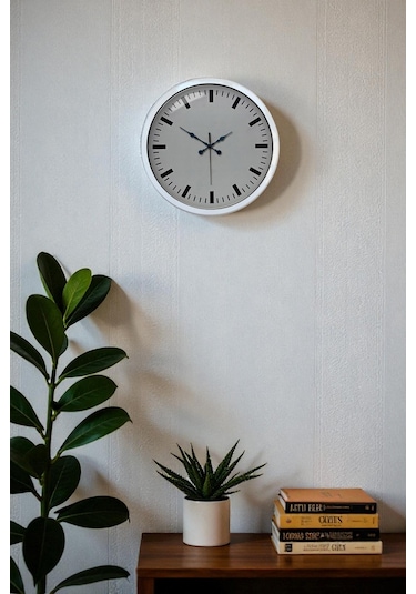 40 Cm Metal Beyaz Modern Duvar Saati Çok Renkli 41213370