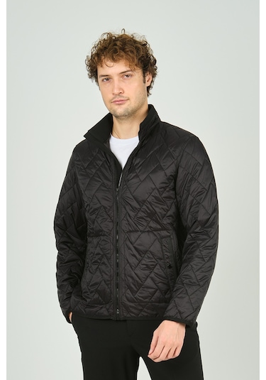 Allegro Erkek Dik Yaka Fermuarlı Cep Detaylı Kapitone Mont 4355 Siyah Siyah