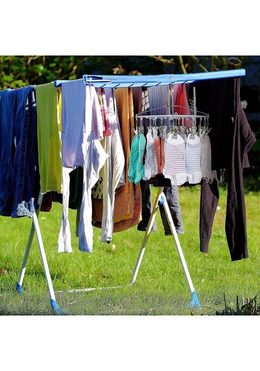 Kurutma Askısı İçin Çorap Kurutucu, 24 Klips, Döner Kanca, Kamp İçin, Çamaşır Asmak İçin 29 X 33,5 Cm Kdo Diğer