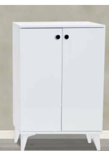 2 Kapılı Mini Beyaz Çok Amaçlı Ayakkabılık Dolap Beyaz