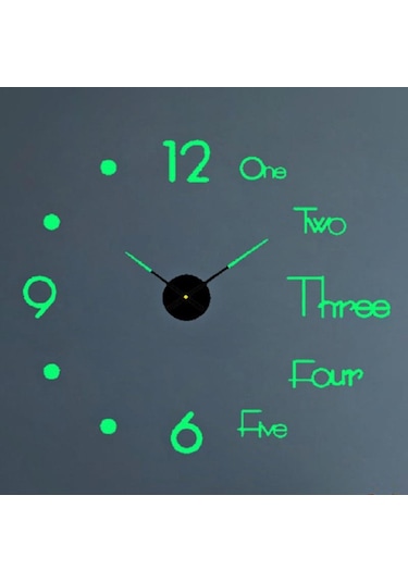 UpWay 40 cm Duvar Saati Sessiz Çerçevesiz Fosforlu Kendinden Yapı Yeşil