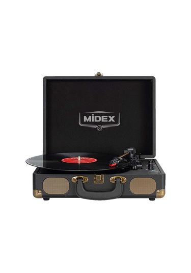 Midex Mtx101BK Nostaljik Retro Pikap Plak Çalar (Şarjlı Bluetooth Aux Hoparlörlü 3 Devir) İğne Dahil