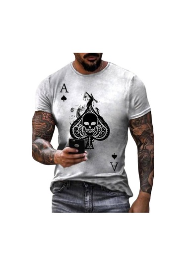 Beyaz Yeni Yaz Erkek Moda Tişört Kişilik İskelet Bira Baskılı Erkek Tişört Üst Beyaz