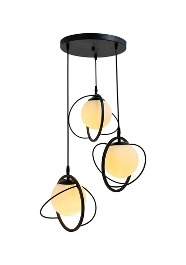 Dünya 3 Lu Tepsi Glop Beyaz Rengi Camlı Siyah Avize. Salon, Mutfa 1 Adet