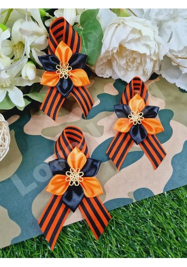 Love Land 9 Mayıs İçin Saint George Şeridi Broş 3 Adet 150559078 Turuncu