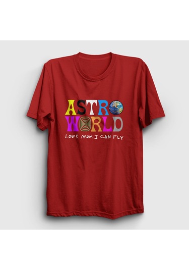 Presmono Unisex Astroworld V3 Travis Scott T-shirt Kırmızı