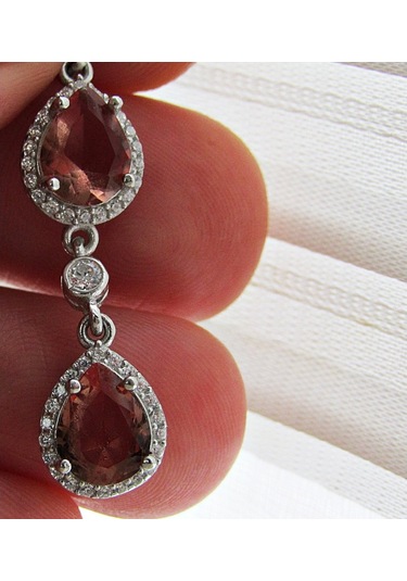 Zultanit Taşlı Gümüş Oval Mekik Damla Kadın Kolye Küpe Seti