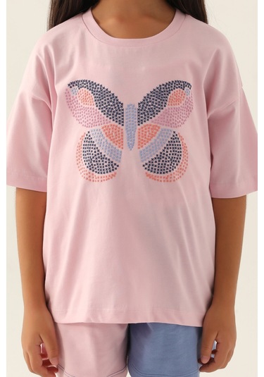 Rolypoly Colour Butterfly Toz Pembe Kız Çocuk Şort Takım 5274-43137 Pembe