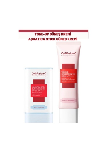 Cell Fusion C Toning Tone Up Güneş Kremi SPF50+ 50 ML + C Aquatica Stick Güneş Kremi 19 G