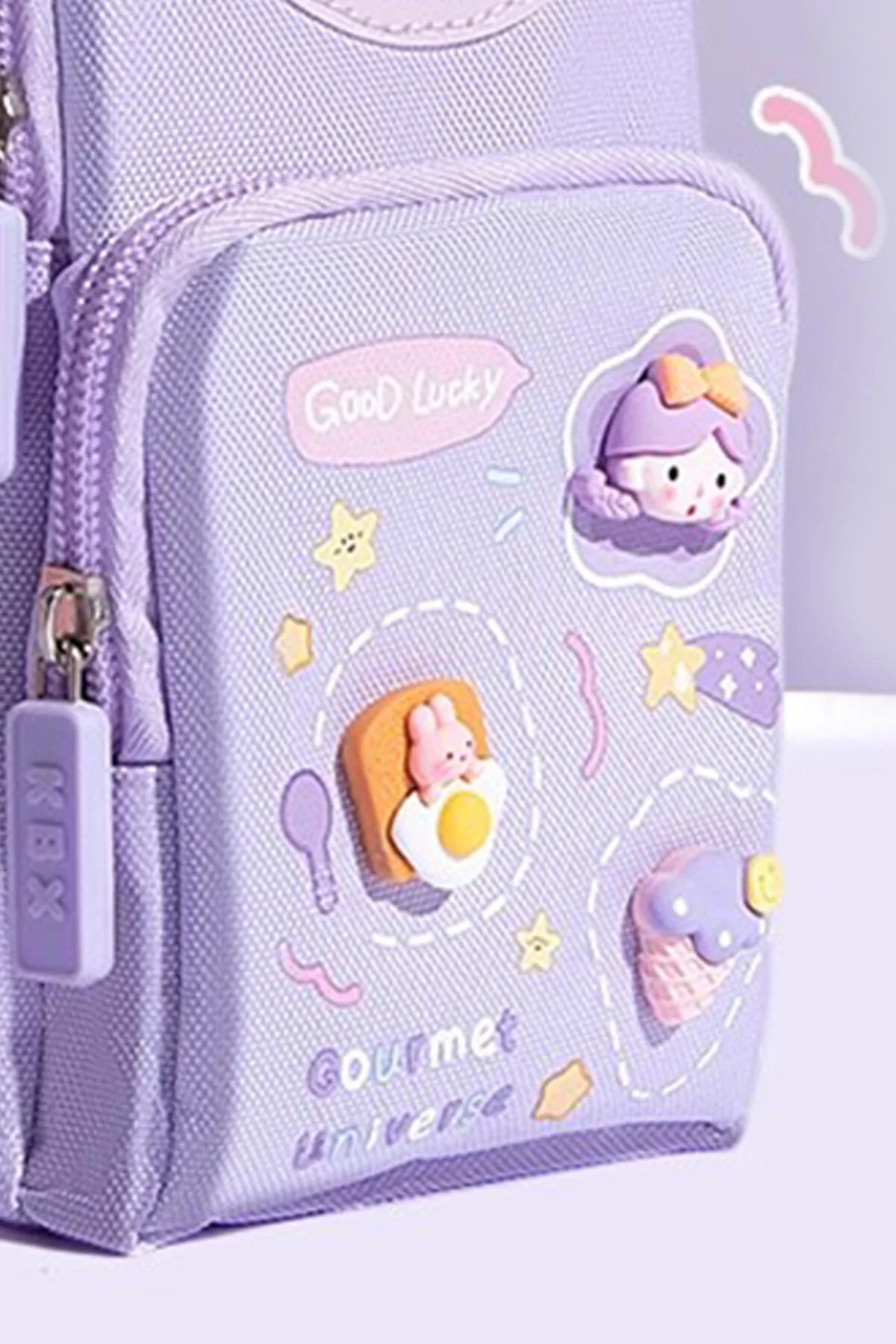 Mor Renkli Çanta Model Kalemlik, 3 Bölmeli, 6 Hücreli, Şık Ve Kullanışlı Kalemlik Mor