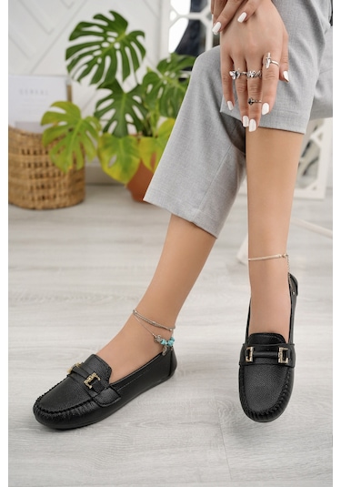 Khayt Daisy Casual Günlük Kadın Babet Ayakkabı Siyah