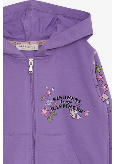 Breeze Kız Çocuk Hırka Çiçek Baskılı 1-4 Yaş, Lila