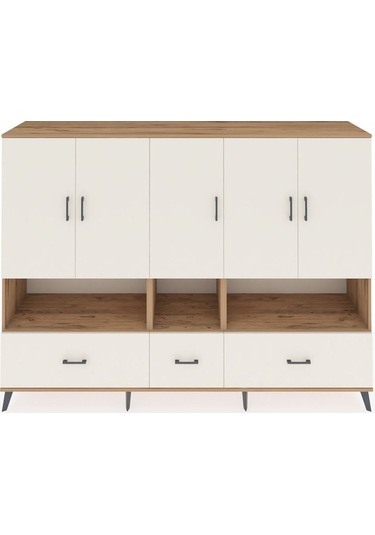 Hyperion Dolap 12 Raflı 3 Çekmeceli 5 Kapaklı 220x44x163 Çam-ayta Çam-aytaşı