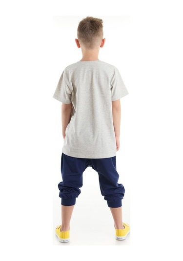 Denokids Mushi Mavi Kaykay Erkek Çocuk T-Shirt Kapri Takım Çok Renkli