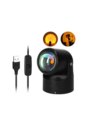 Maiyame Romantik Atmosfer İçin Usb Güçlü Led Projeksiyon Lamba, Dekoratif Gece Işığı, Yatak Odası Ve Salon Aydınlatması Siyah