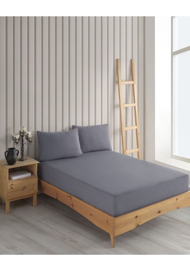Çift Kişilik Renkli Mikro Set Mikro Fitted Sıvı Geçirmez Yastık Alezi Ve Yatak Alezi Seti Gri
