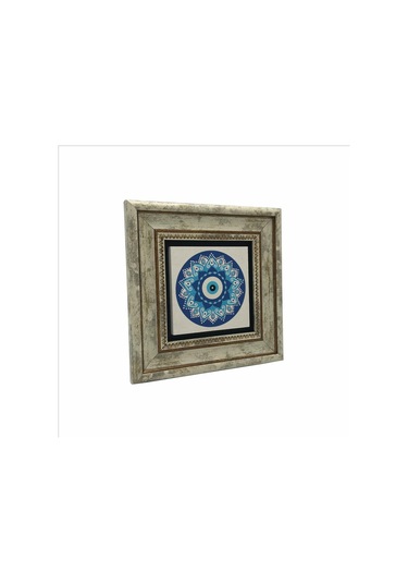 Nazar Boncuklu Desen Baskılı Taş Tablo 20x20 755